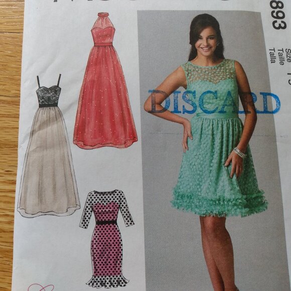 Semi-Formal Dress Sewing Pattern Plus Size 16-24 Formal Sheer Overlay 6893 - Picture 3 of 10